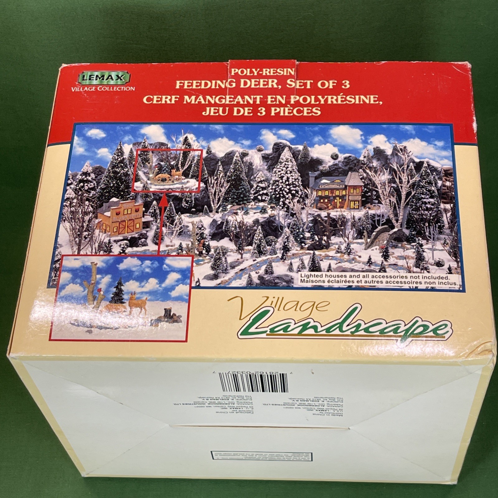2000 LEMAX Feeding Deer Set Of 3 Poly Resin Village Landscape w/Box 03327 A