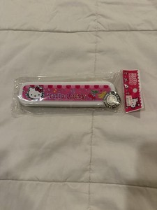 Sanrio Hello Kitty Reusable Chopsticks Set w/ Case, Pink/White Plastic Kids