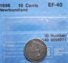 1896 Newfoundland 5 Cents CCCS graded EF-40