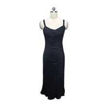 J.Crew Black Cupro Viscose V-Neck Midi Slip Dress Women Size 2 Adjustable Straps