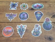 Vintage 1997 SET OF 10 Holo Prism Wizards Illuminat Vending Machine Stickers NEW