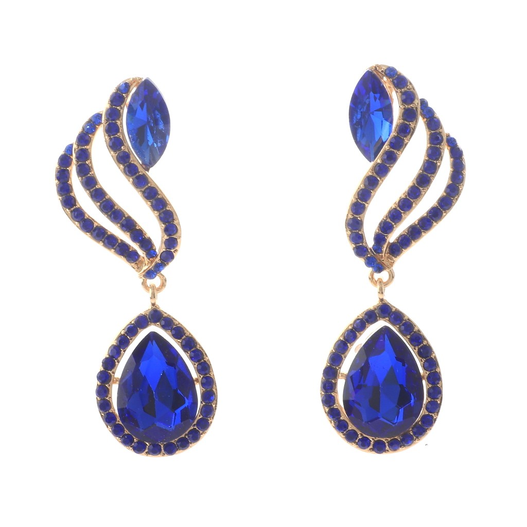 Gold-Tone Alloy Crystal Rhinestone Drop Earrings ER2592-SAP