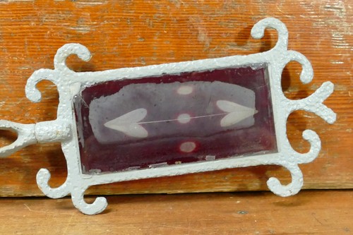 Antique Cast Iron Weathervane Lightning Rod Arrow Etched Red Glass Heart Design - Picture 2 of 12