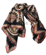 Shawl Scarf Fabric Ladies Womens Fashion Black Made in Italy St Michael Satin ra