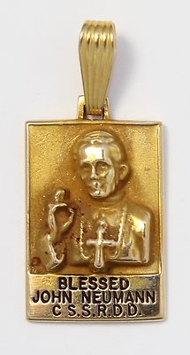 14k Gelbgold Seliger John Neumann C.S.S.R.D.D Charm Halskette Anhänger