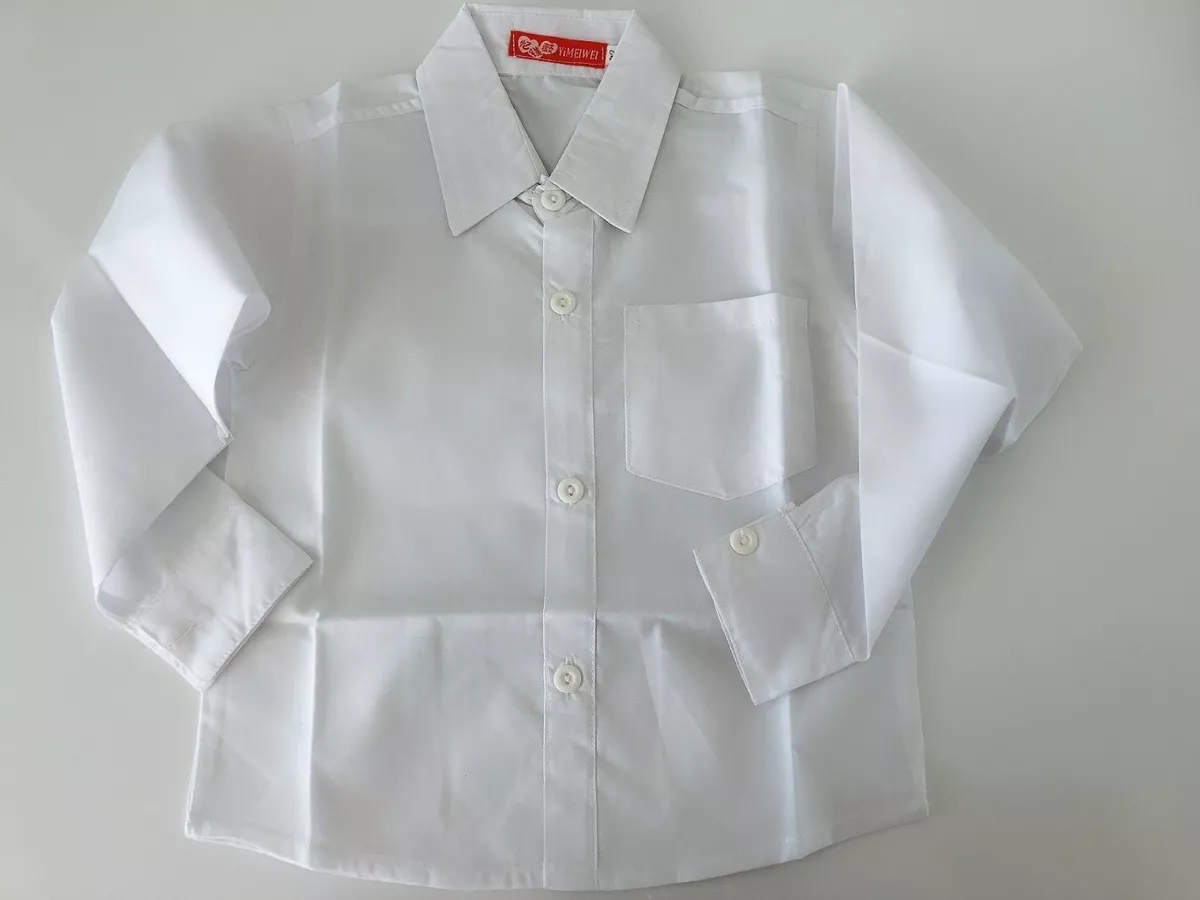 Page Boy Girl Kid Party Wedding Long sleeves Plain White Formal Shirt 1 6Years