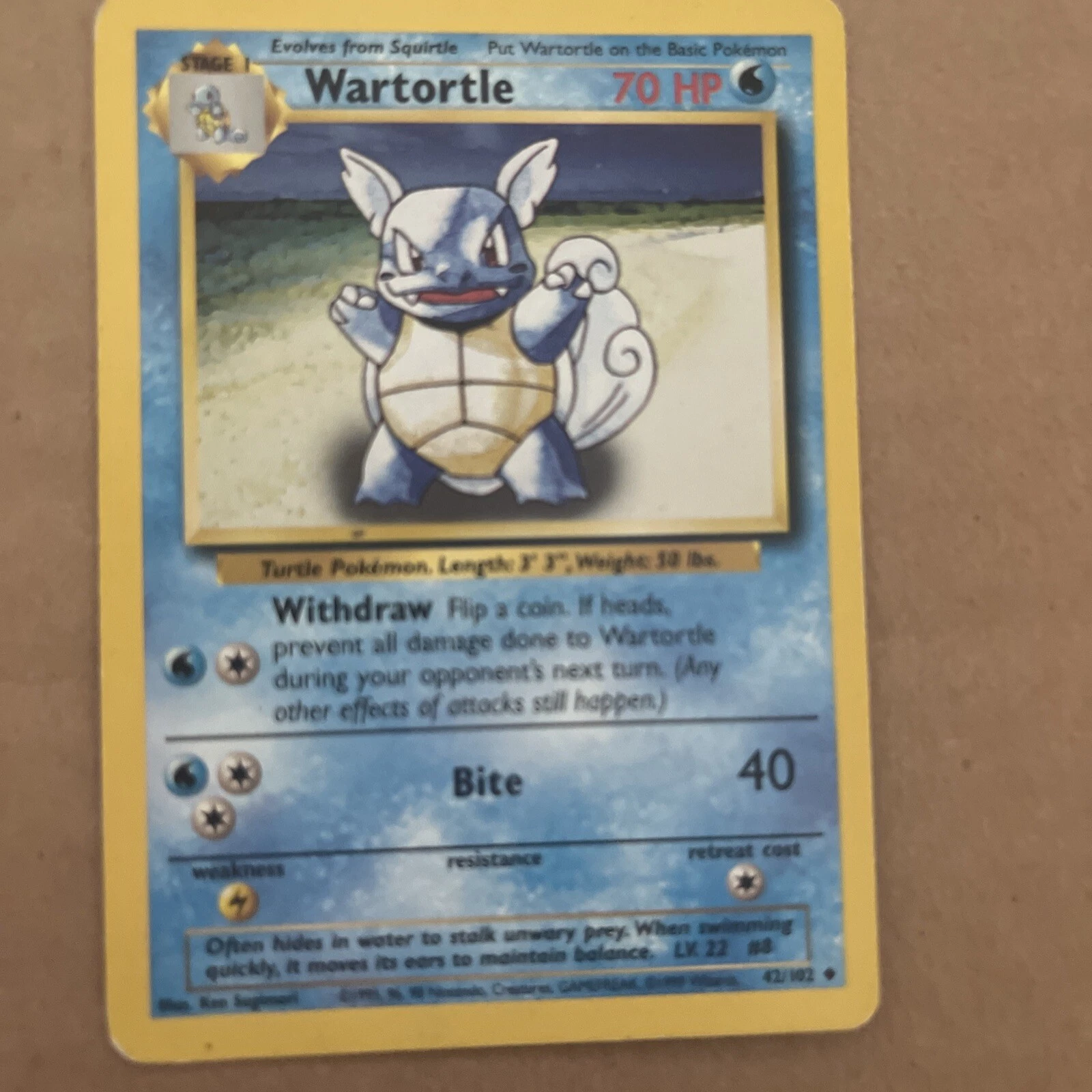Deal for Pokemon TCG Wartortle #42/102 Base Set Non-Holo