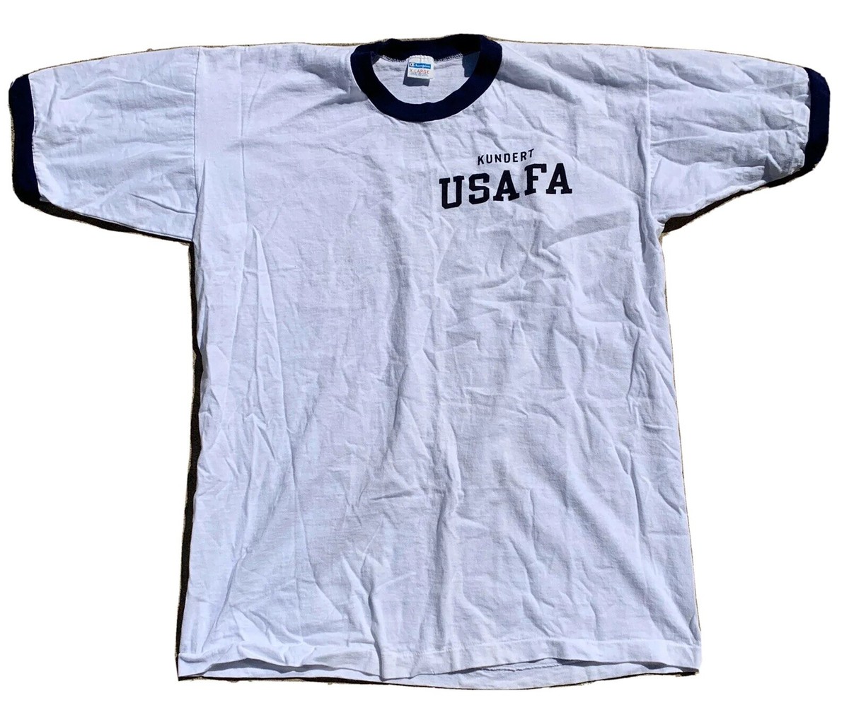80s Champion リンガーTシャツ USAFA　XL ビンテージ Vintage USAFA T Shirt Ringer Tee Champion Made In USA blue bar