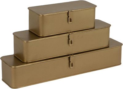 Elegant Gold Finish Decorative Metal Boxes - Set of 3 Sizes