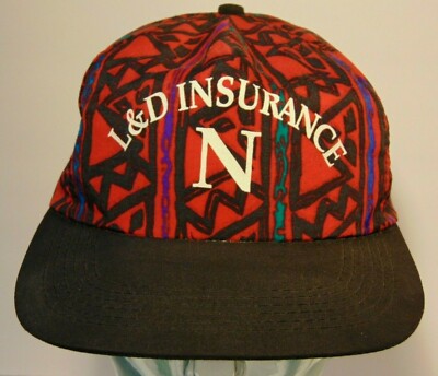 Vtg L&D INSURANCE COLORFUL AZTEC FRESH PRINCE OF BEL AIR SNAPBACK TRUCKER  HAT