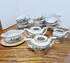 Vintage Peach Lusterware Childs Tea Set 13 Pcs Floral Design