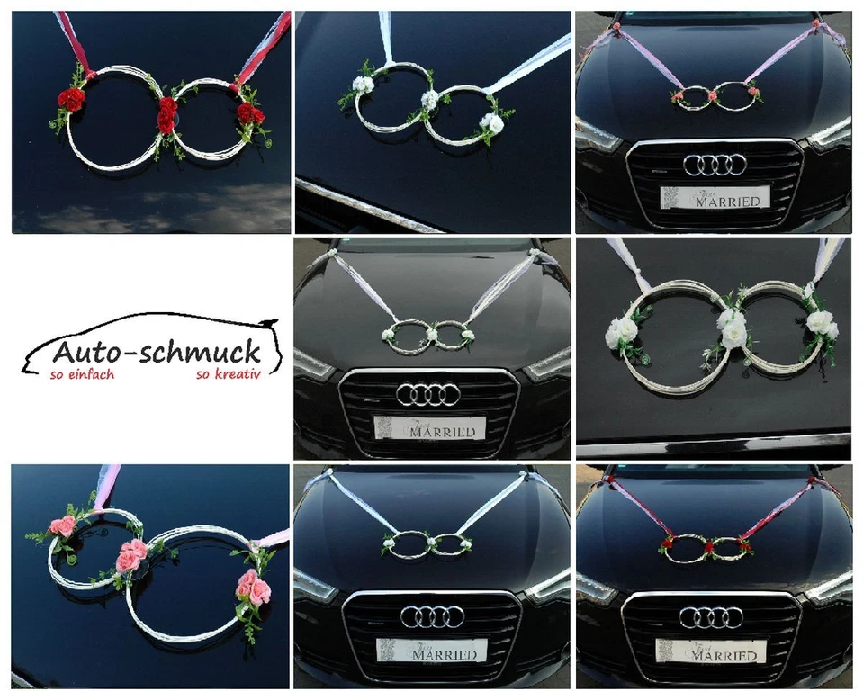 SANFTES RINGE Auto Schmuck Braut Rose Deko Dekoration hochzeit autoschmuck