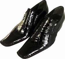 PABLO PICASSO Designer Real Leather Sole Crocodile Men's Shoe Slippers Black 39