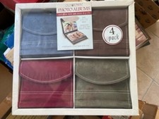 Old Town 4" x 6" Hand Stitched Faux Suede Photo Albums, Assorted Colors 4-Pak 