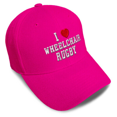 Baseball Cap I (Love) Wheelchair Rugby Red Heart Sports Lovers Wheelchair Rugby