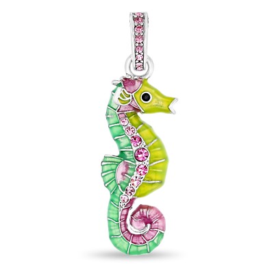 Summer Pastel Seahorse Enhancer Charm by Ritzy Couture DeLuxe Fine Silver Plated