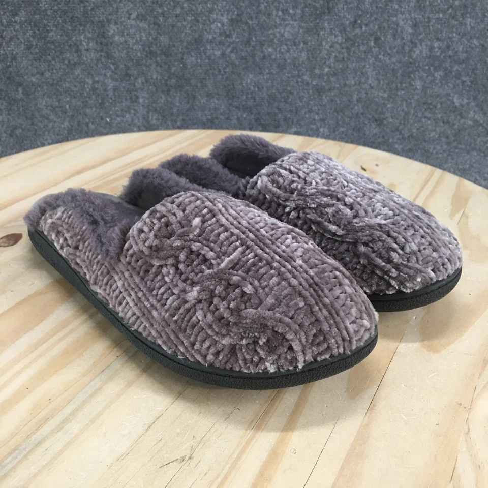 Zapatillas Df by Dearfoams para mujer 11-12 Chenille Tab Mule púrpura informales punta cerrada Foto 3 de 4