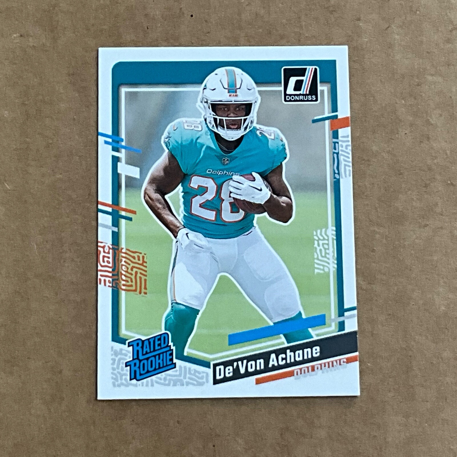2023 Panini Donruss - Rated Rookie #365 De'Von Achane Rated Rookie Dolphins