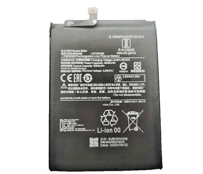 BATTERIA BM54 PER XIAOMI REDMI NOTE 9T 5G M2007J22 5000 mAh PARI A ORIGINALE