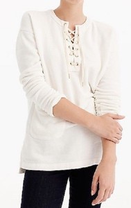 J Crew Women S Lace Up Tunic Sweatshirt H0646 Ivory Medium Ebay