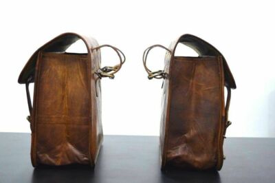 Motorrad Seitentasche 2 Taschen Braun Leder Satteltaschen Panniers handmade bag