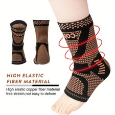Copper Ankle Support Brace Stabilizer Compression Sleeve Socks Foot Pain Relief 