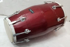 INDIAN TRADITIONAL MUSICAL INSTRUMENT WOODEN DHOLAK NUT & BOLT WITH COVER