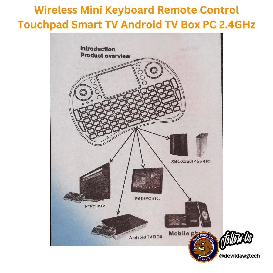 2.4gHz - Backlit Mini Wireless Handheld Keyboard Mouse Touchpad Black - Image 4 of 4