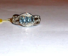 KANCHANABURI BLUE SAPPHIRE & DIAMOND 3-STONE RING, SILVER, SIZES 5 & 7, 0.89(TCW