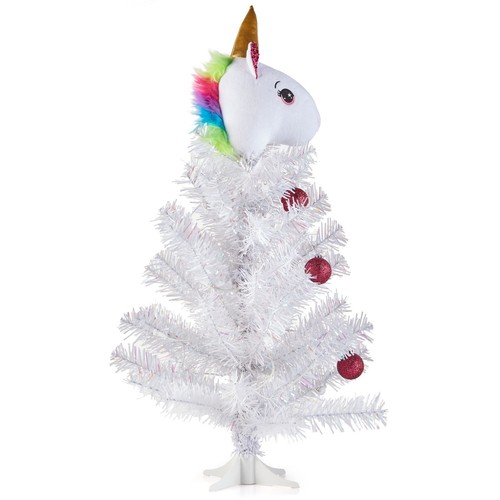 Holiday Time 24" White Clear LED Lights w/Fuchsia Ornaments Pre-Lit Unicorn Tree - Picture 4 of 9