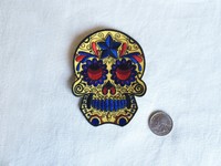 1x Dia De Los Muertos Skull Patch Muerte Skull Yellow Black Red Blue Iron On Diy 1x Dia De Los Muertos Skull Patch Muerte Skull Yellow Black Red Blue Iron On Diy