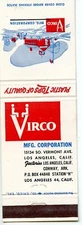 Virco Manufacturing, Los Angels, California Matchbook