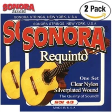 2-PACK Sonora SN43 Cuerdas Requinto Clear Nylon Silver Plated Wound Strings