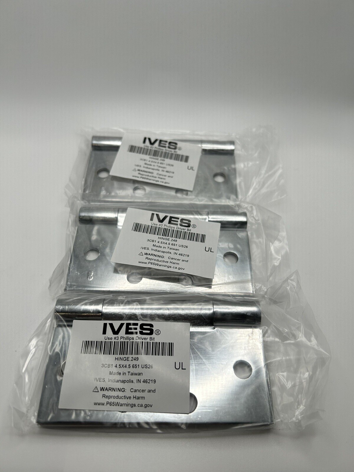 3 Pack Ives Medium Weight Door Hinges 3CB1 4.5″ x 4.5″ Ball Bearing