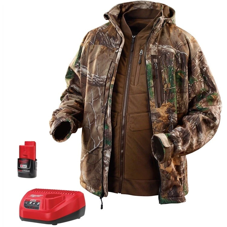 Milwaukee M12 3 in 1 heated Realtree jacket w battery charger NEW Mens LG