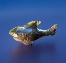 Natural Moss Agate Shark - Ocean Fish Crystal Carving - Unique Sculpture