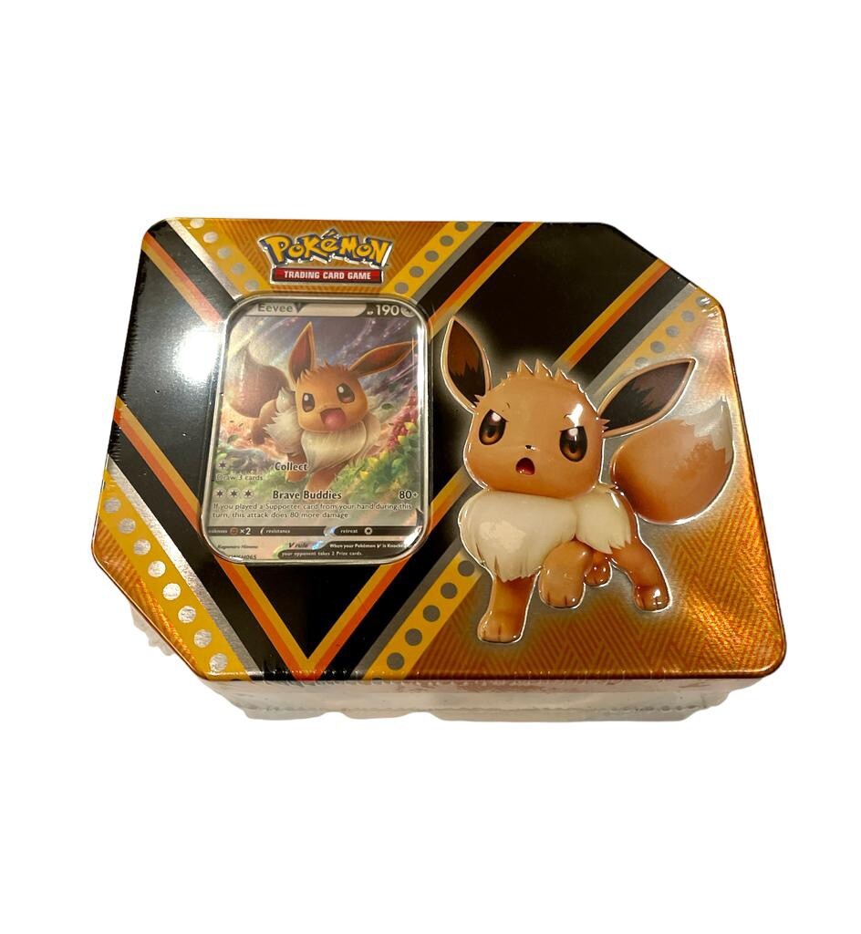 Pokémon v powers eevee v tin set 【新品未開封】 POKEMON TCG V POWERS TIN FEATURING - EEVEE V - BRAND NEW