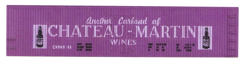 Chateau-Martin Wines 40' reefer, N scale printed boxcar sides