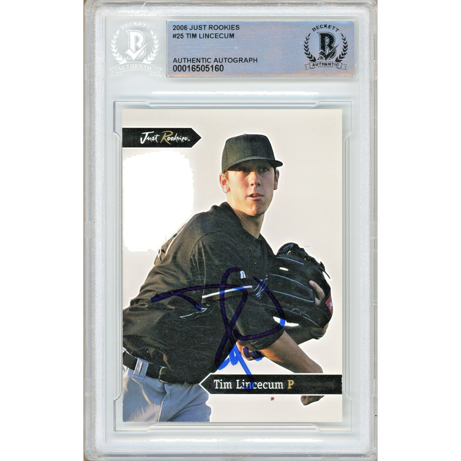 Tim Lincecum San Francisco Giants Auto 2006 Just Rookies #25 BAS Autograph Slab