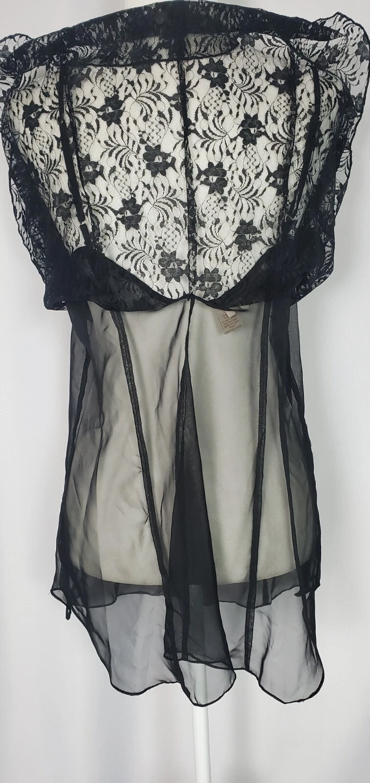 UNDERCOVER Camicia slip vintage Victorias Secret nera trasparente donna M L lingerie sexy etichetta oro