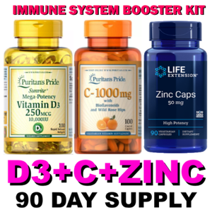 Vitamin D3 10 000 Iu Vitamin C 1000 Mg Zinc 50 Mg 3 Immune Boosters Ebay