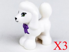 Lego Poodle Dog 41021 with Dark Purple Bow Animal Friends Minifigure Lot Of 3