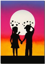 BANKSY STREET ART CANVAS PRINT love hurts 32"X 24" stencil poster sunset