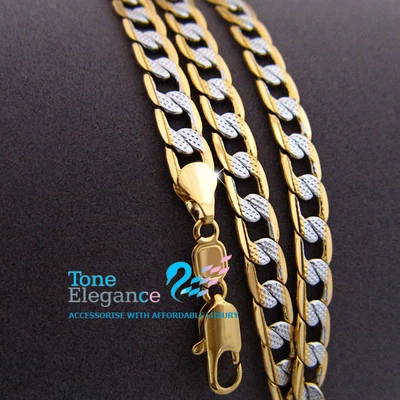 18k 18ct white yellow gold filled GF womens mens solid chain Necklace - image 1 of 4