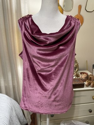 NWT MICHAEL Michael Kors Plum Crushed Velvet w Gold Hardware Sleeveless NWT $88