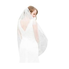 Short 1 Layer Bridal Veil Fingertip Length Light Ivory Wedding Accessory