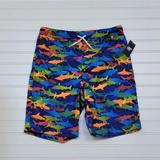 NWT Lands End Boys Shark Swim Trunks Size 14-16