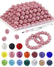 120pcs 10mm Dark Pink Rhinestone Round Crystal Beads for Jewelry Making