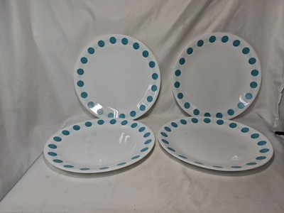Corelle South Beach Turquoise Dot Pattern Set Of Dinner Plates, 