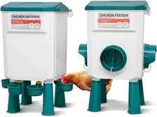 Chicken Feeder and Waterer Set, Chicken Coop Accessories with Hanging Chicken Po